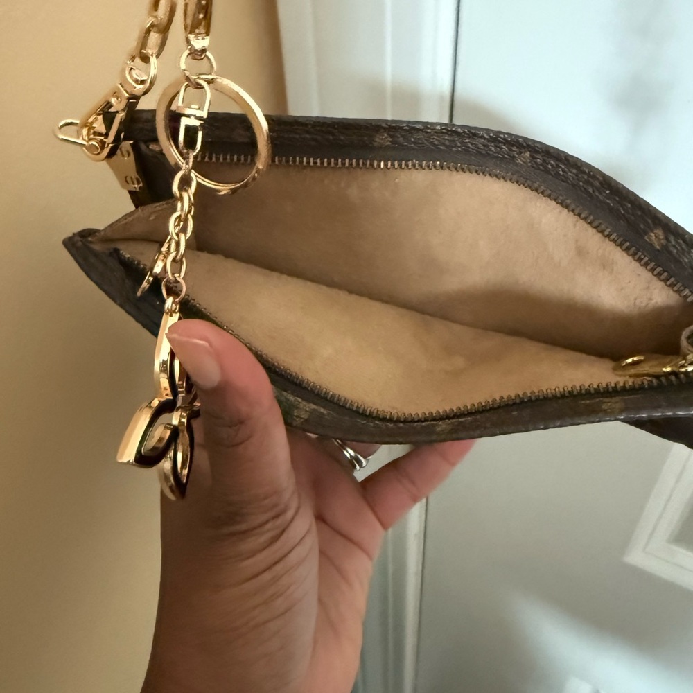 Louis Vuitton Brown and Gold Clutch with Monogram Canvas